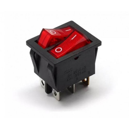 MR-101 İKİLİ IŞIKLI ANAHTAR ON-OFF 6P KIRMIZI
