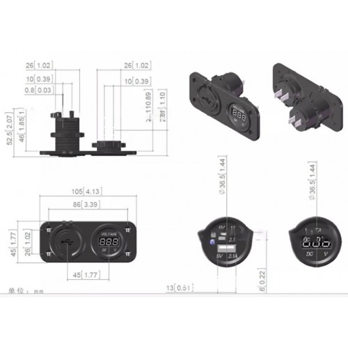 2 Lİ SU GEÇİRMEZ USB VOLTMETRE PANO TİP ŞARJ SÖKETİ