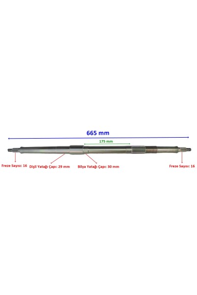 ATV 110 AKS 665 mm DİFRANSİYELLİ DİŞLİ YATAĞI 29 mm 16 FREZE ÖM