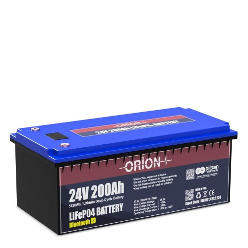 ORION AKÜ LIFEPO4 24200B 24V 200AH BLUETOOTH EKRANLI