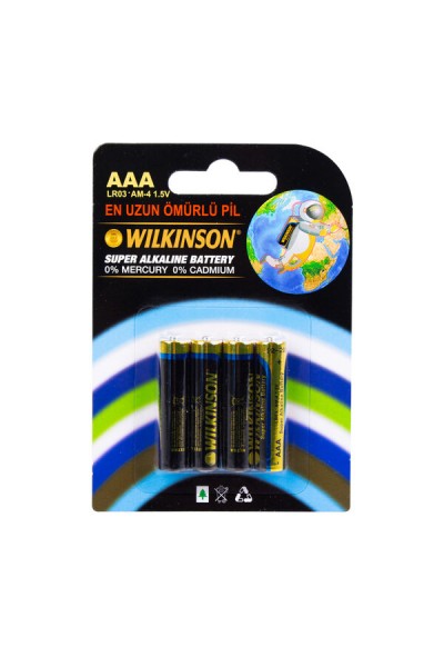 WILKINSON LR03 Alkalin AAA İnce Kalem Pil 4'lü Paket