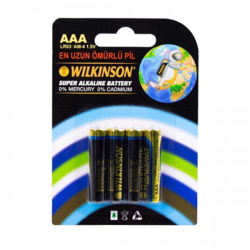 WILKINSON LR03 Alkalin AAA İnce Kalem Pil 4'lü Paket