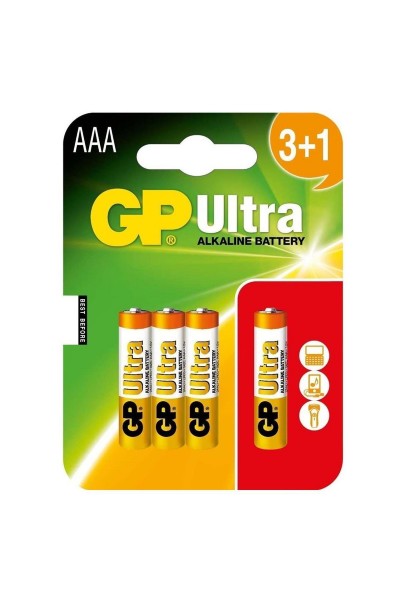GP Ultra Alkalin AAA İnce Kalem Pil 3+1'li Paket