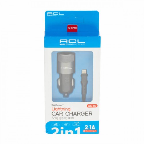 Acl Şarj Aleti Araç USB Lightning 5W 1.6A 2.1A DC AC-07 2218