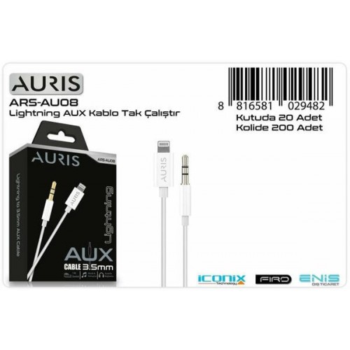Auris Aux Kablo Lightning Tak Çalıştır ARS-AU08 9482