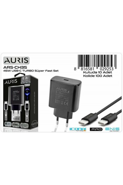 Auris Şarj Aleti Ev PD Type-C Turbo Fast 45W ARS-CH35 9253