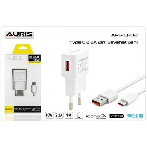 Auris Şarj Aleti Ev USB Type-C 2.4A ARS-CH02 8355