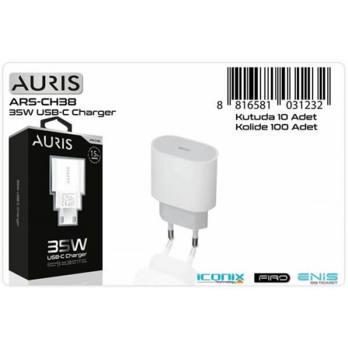 Auris Şarj Başlık Adaptör Ev USB 35W Type-C Ars-CH38 1232