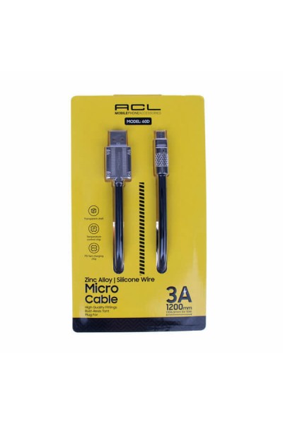 Acl Kablo Şarj USB Mikro 3A 1.2mt Silikon 60D 2961
