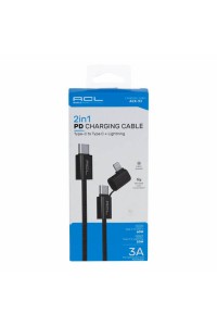 Acl Şarj Kablo PD USB Type-C + Lightning 1Mt 2in1 3.0A Ack-93 9664