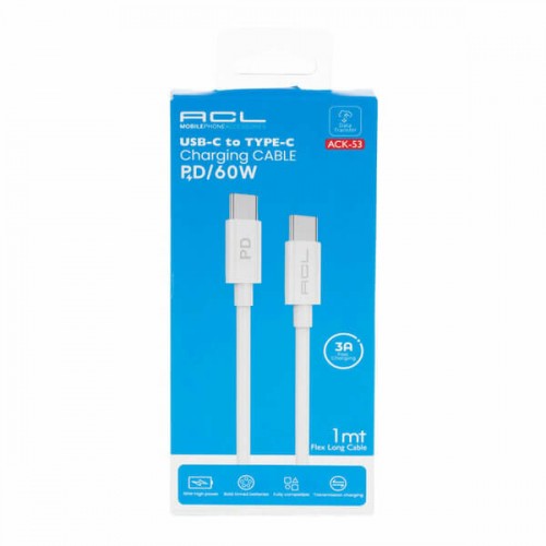 Acl Şarj Kablo PD USB Type-C - Type-C 60W 3A 1mt ACK-53 5780