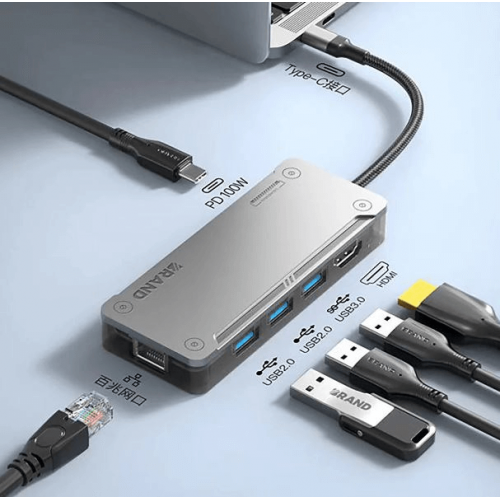 ELK-05768 - Fulltech FH3 6 in 1 Type-c to USB, HDMI, RJ45 Ethernet Hub Dönüştürücü
