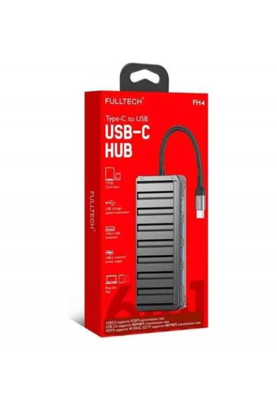 ELK-05769 - Fulltech Fh4 6in1 Type-C to Usb 3xUsb 1xHDMI Tf/Sd Kart Girişli Çoğaltıcı