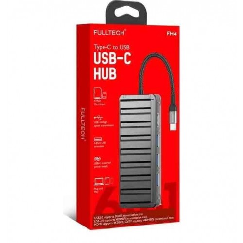 ELK-05769 - Fulltech Fh4 6in1 Type-C to Usb 3xUsb 1xHDMI Tf/Sd Kart Girişli Çoğaltıcı