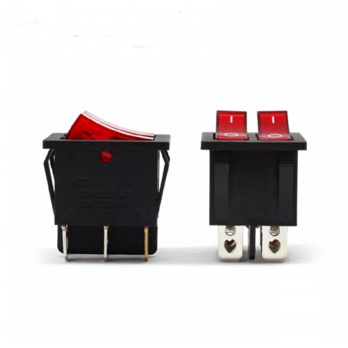 MR-101 İKİLİ IŞIKLI ANAHTAR ON-OFF 6P KIRMIZI