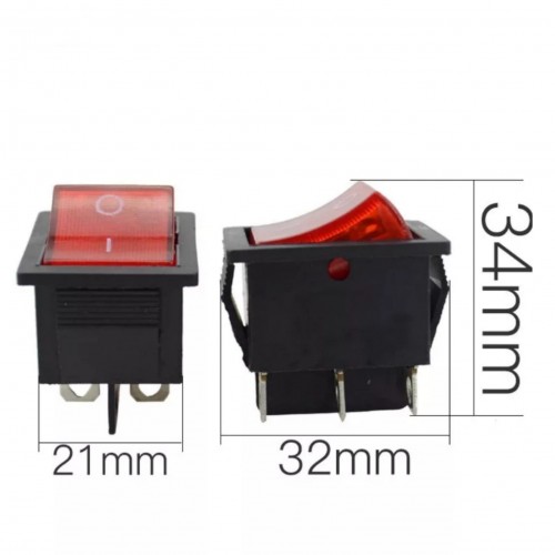 MR-104A GENİŞ KIRMIZI IŞIKLI ANAHTAR ON-OFF 6P