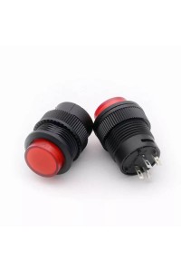 MR-180C 16MM KALICI BUTON 3V LEDLİ PLASTİK KIRMIZI