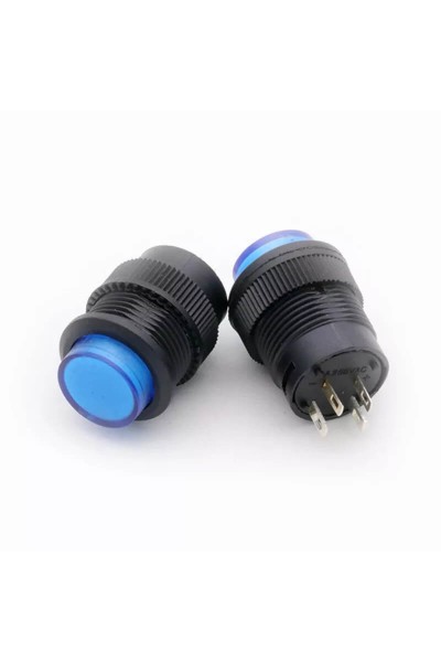 MR-180C 16MM KALICI BUTON 3V LEDLİ PLASTİK MAVİ