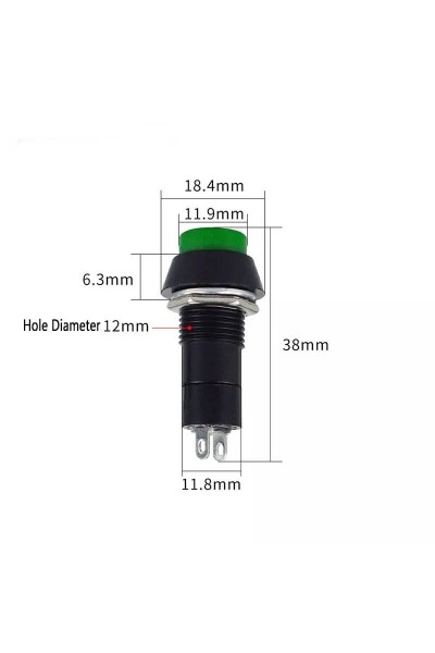 MR-186 12mm MAVİ KALMASIZ PUSH BUTON PLASTİK (PBS11B) YAYLI