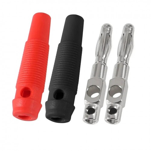 1 TAKIM 4MM BANAN JAK SİLİKONLU KIRMIZI SİYAH