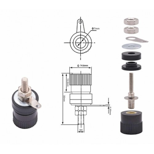 1 TAKIM 4MM BORN KLEMENS BÜYÜK BOY KIRMIZI - SİYAH