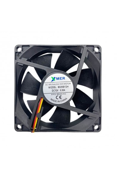 80X80X25mm RULMANLI 12V 0.30A 3P XMER FAN