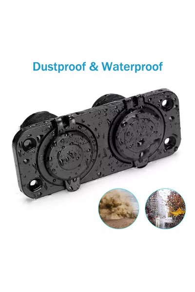 2 Lİ SU GEÇİRMEZ USB ÇAKMAK PANO TİP ŞARJ SÖKETİ 