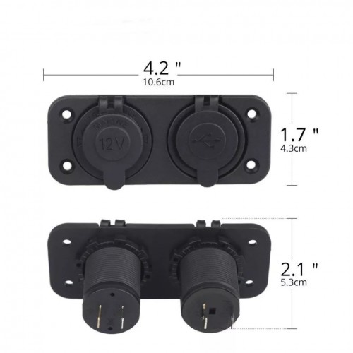 2 Lİ SU GEÇİRMEZ USB ÇAKMAK PANO TİP ŞARJ SÖKETİ 