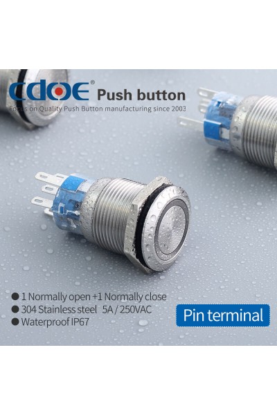 CDOE008A 19MM METAL BEYAZ LEDLİ BUTON PASLANMAZ/ÇELİK IP67