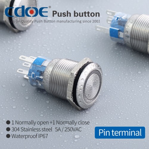 CDOE008A 19MM METAL MAVİ LEDLİ BUTON PASLANMAZ/ÇELİK IP67