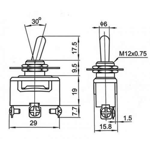 MR-152 12MM TOGGLE SWITCH BÜYÜK BOY ON-OFF 3 BACAKLI VİDALI