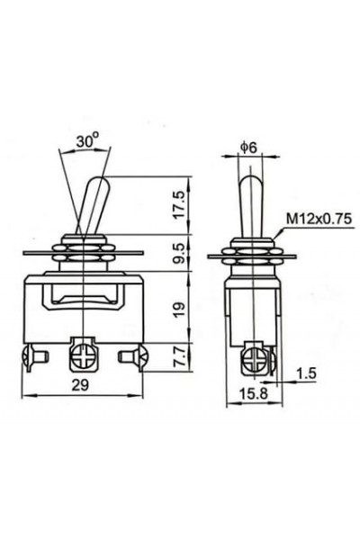 MR-153 12MM TOGGLE SWITCH BÜYÜK BOY ON-OFF-ON 3 BACAKLI VİDALI