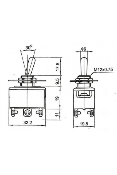 MR-157 12MM TOGGLE SWITCH BÜYÜK BOY ON-ON 6 BACAKLI VİDALI