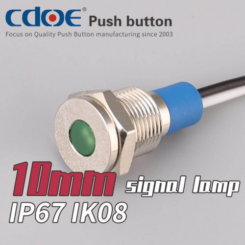 10mm MAVİ RENK METAL KABLOLU SU GEÇİRMEZ SİNYAL LAMBASI IP67 24V