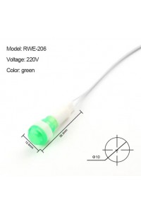 IC-227 SİNYAL LAMBASI 10 MM PLASTİK KABLOLU 220V YEŞİL
