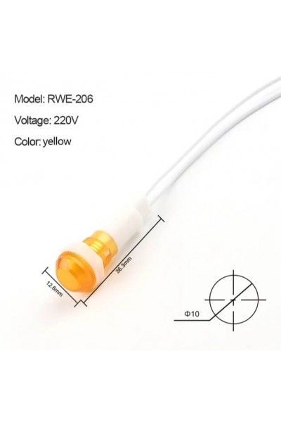 IC-227 SİNYAL LAMBASI 10 MM PLASTİK KABLOLU 220V SARI