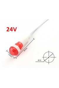 MR-227 SİNYAL LAMBASI 10 MM PLASTİK KABLOLU 24V DC KIRMIZI