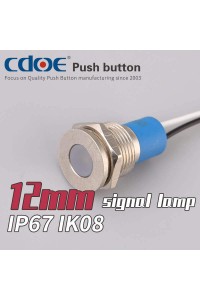 12mm KIRMIZI RENK METAL KABLOLU SU GEÇİRMEZ SİNYAL LAMBASI IP67 12V