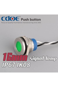 16mm KIRMIZI RENK METAL KABLOLU SU GEÇİRMEZ SİNYAL LAMBASI IP67 12V