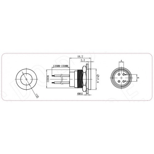 16mm SARI RENK METAL KABLOLU SU GEÇİRMEZ SİNYAL LAMBASI IP67 24V