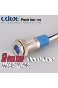 8mm METAL KABLOLU SU GEÇİRMEZ SİNYAL LAMBASI IP67 KIRMIZI 12V