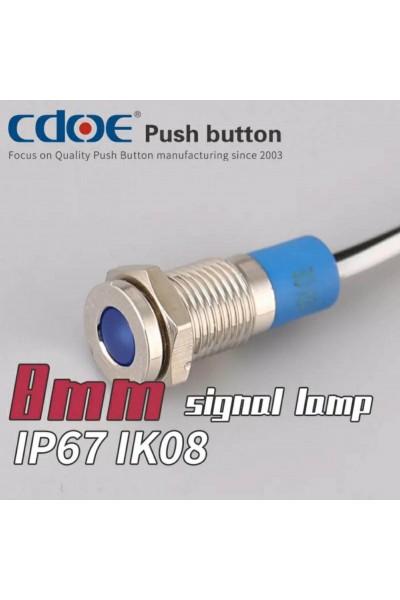 8mm METAL KABLOLU SU GEÇİRMEZ SİNYAL LAMBASI IP67 SARI 12V