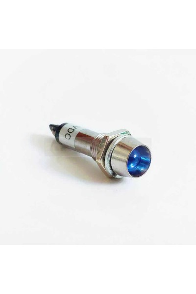 IC-225 SİNYAL LAMBASI 8 MM METAL LED LAMBA 12V MAVİ