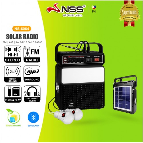 NNS-2730LS FM AM SW şarj edilebilir radyo bluetooth hoparlör USB SD TF Mp3 çalar Solar Aydınlatma Kiti