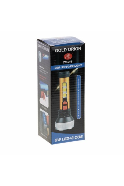 Gold Orion El Feneri USB Şarjlı 5W Led+3 COB Flash ZB-G15 4150