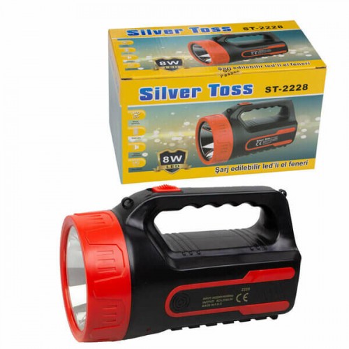 Silver Toss El Feneri Şarjlı Led Projektör Tipi 8W+1Led St-2228 2282