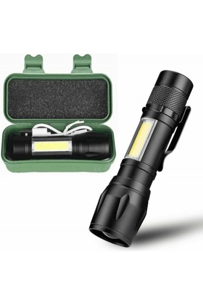 Q-Max Fener Metal Mini Cob El Şarjlı Ledli Kutulu 9161