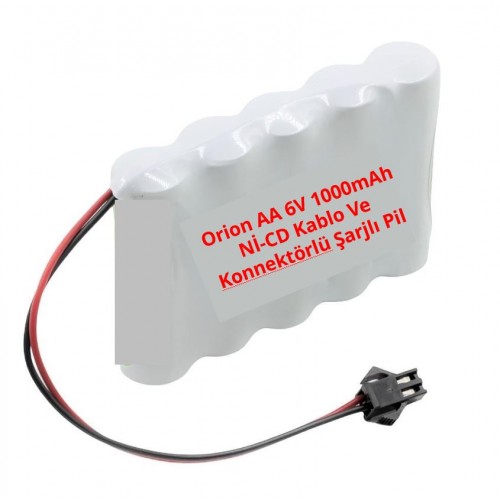 Orion AA 6V 1000mAh Nİ-CD Kablo Ve Konnektörlü Şarjlı Pil