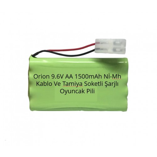 Orion 9.6V AA 1500mAh Nİ-Mh Kablo Ve Tamiya Soketli Şarjlı Oyuncak Pili