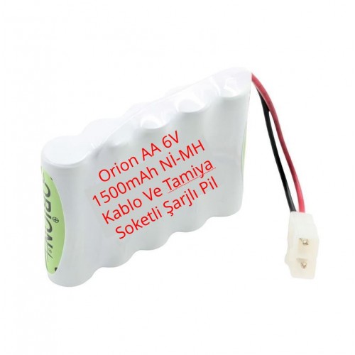Orion AA 6V 1500mAh Nİ-MH Kablo Ve Tamiya Soketli Şarjlı Pil